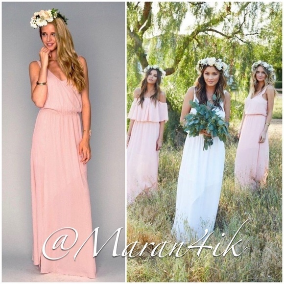 NWT Show Me Your MuMu Kendall Maxi Dress, Frosty Pink Crisp size L - Picture 3 of 13